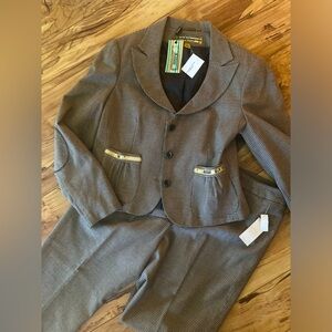 Allen by Allen Schwartz 2 pc suit womens 14 NWT Carmel/brown gold sequence on